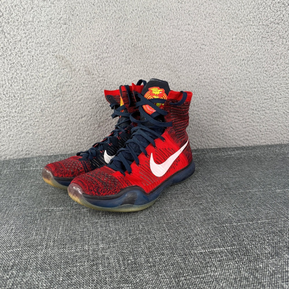 Nike Kobe 10 X Elite High American USA Red Blue Sneakers 718763-614 Mens Size 10